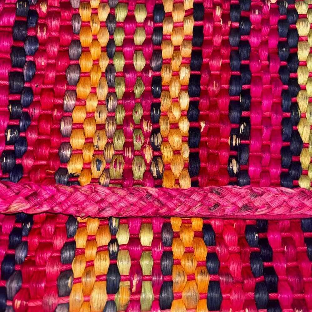Vintage Magid Colorful Woven Clutch Bag Boho 80s Coastal Chic Statement Purse